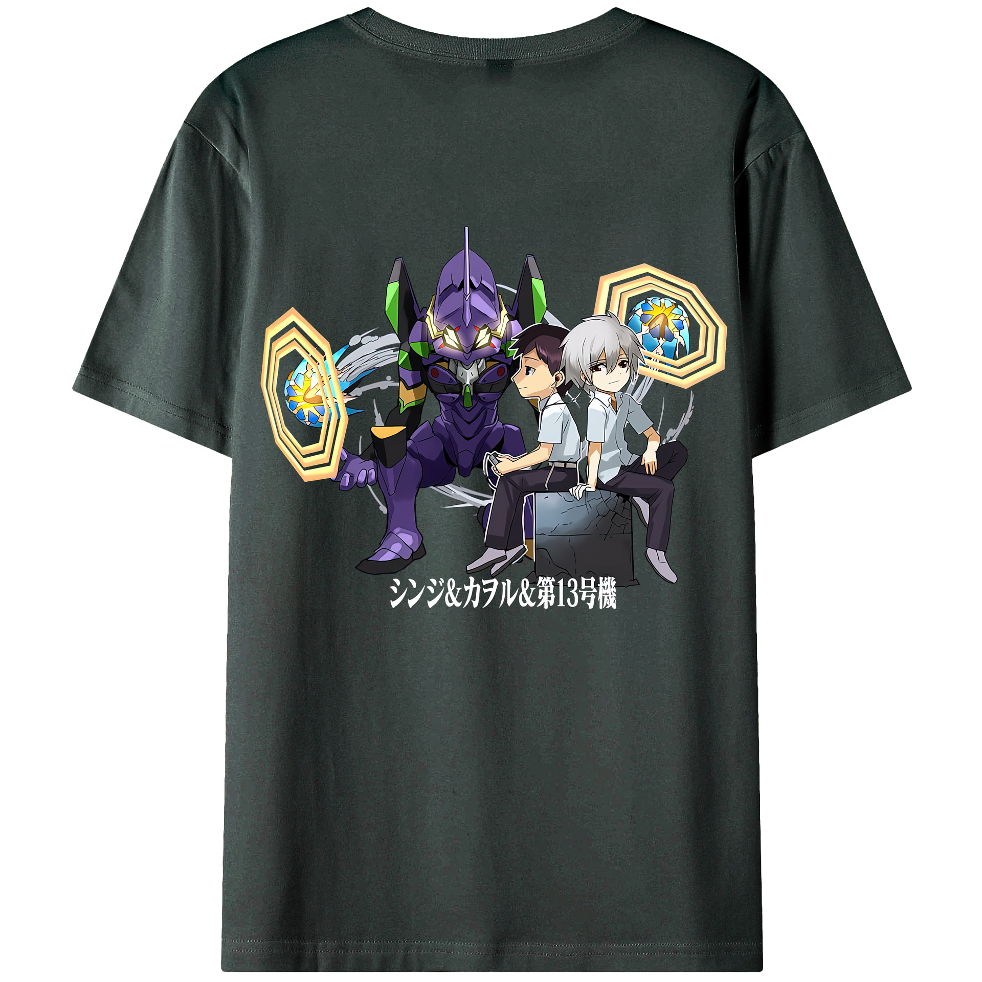 （画像用） EVA 新世紀エヴァンゲリオン 綿100％ メンズ半袖Tシャツ（バックプリント） 通気性